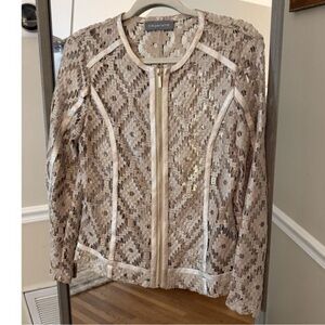 Bagatelle Collection Nude Lace Jacket Women's Small